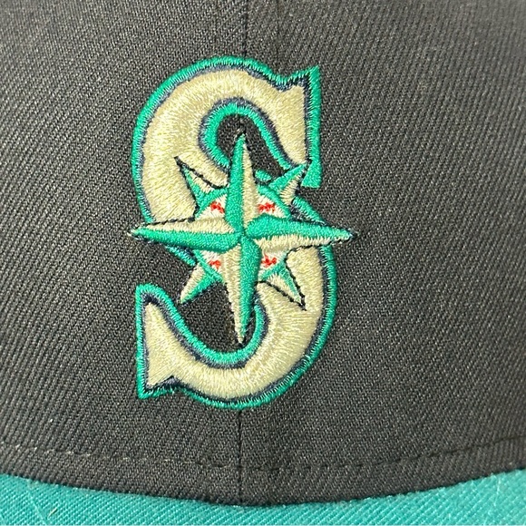 Men's New Era Seattle Mariners Navy/Aqua Alternate On-Field 59FIFTY Fitted Cap - Picture 4 of 8